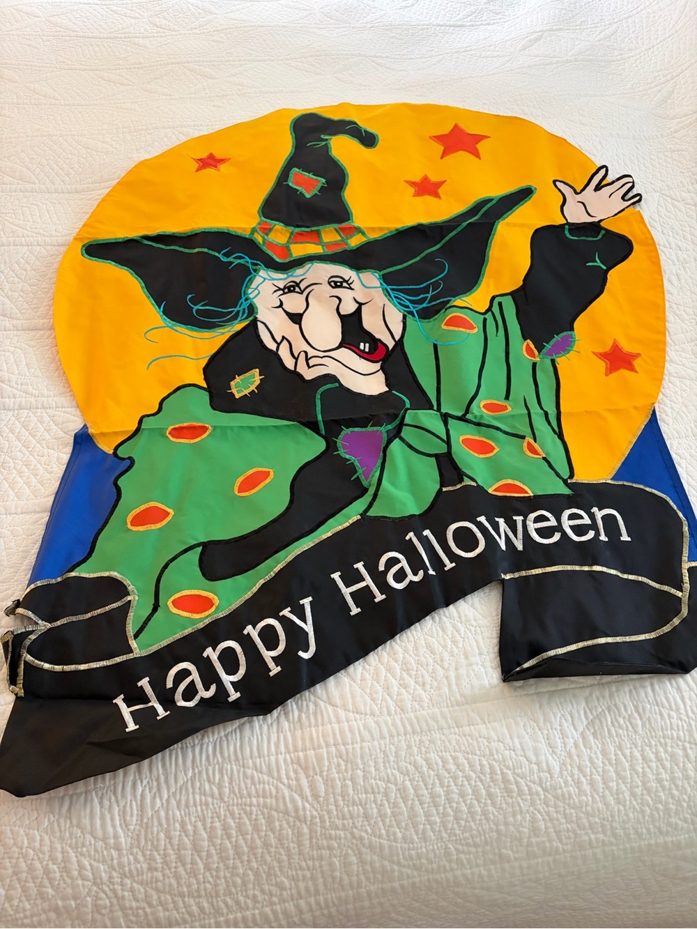 EVERGREEN The Edith Collection House Flag. Witch. 32”W, 47”L